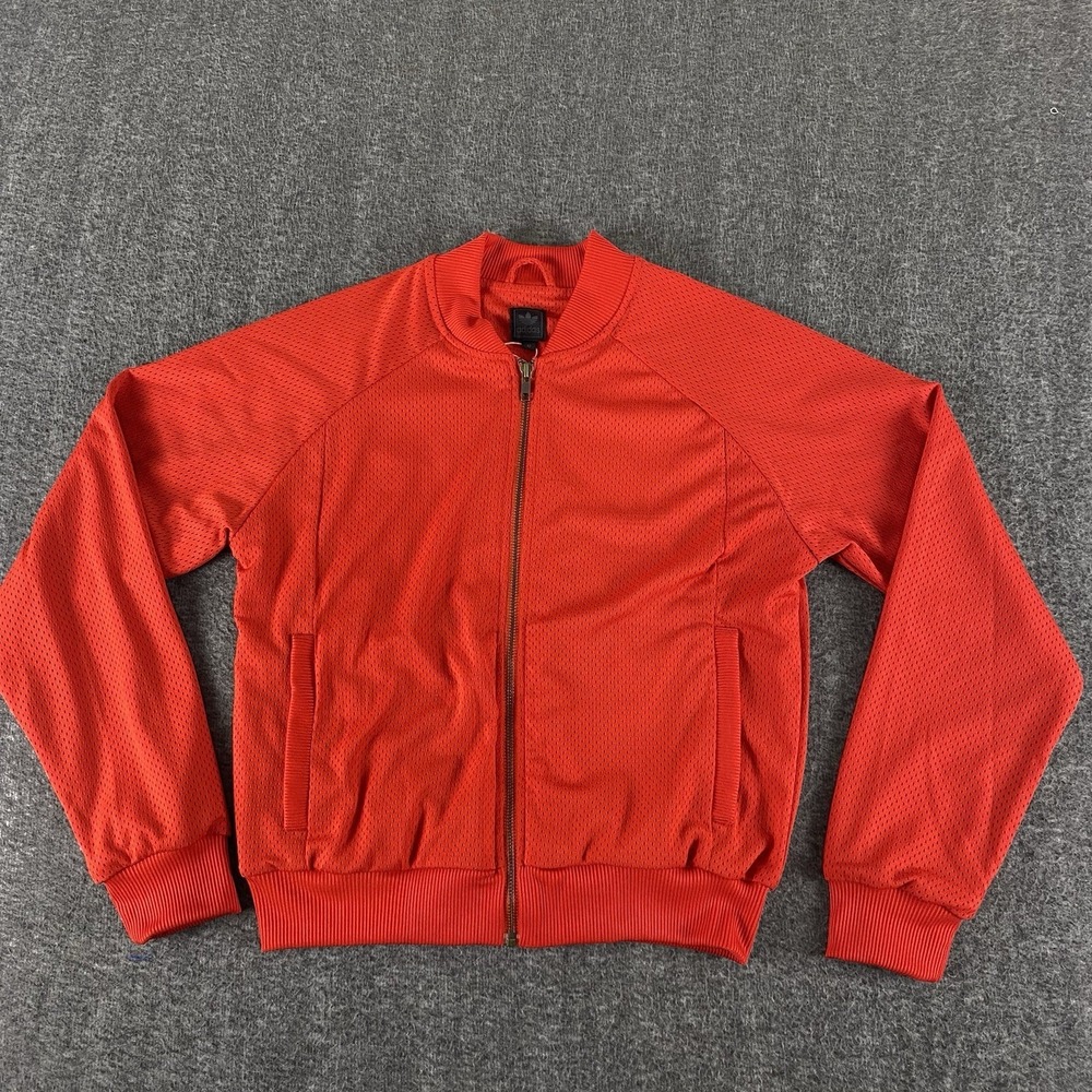 Adidas Originals Women Size 40 Medium Red Mesh Track Jacket Full Zip Athletic